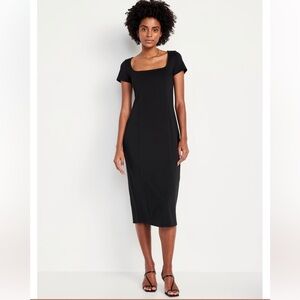 NWT Old Navy black square neck midi s/s dress sz. XL petite